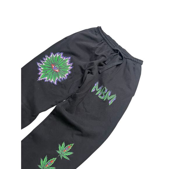 Y2K MBM Eye of Enlightenment Hoodie & Sweatpants Set Black Size S Weed Plant - Picture 7 of 16